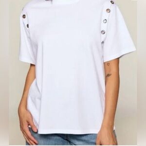 B13 Cotton Boyfriend T-shirt Grommet Detail  White NEW